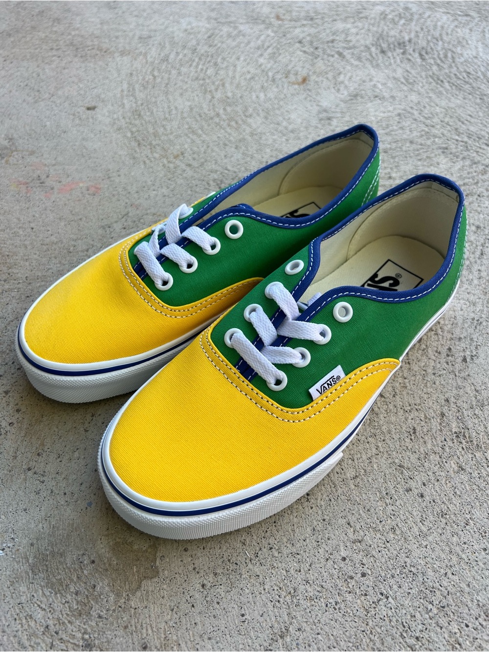 NEW Vans Authentic Colorblock Yellow Green Blue Sneakers Women’s 6.5 Men’s 5